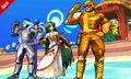 Right-face down taunt with Palutena, as well as Captain Falcon using a Metal Box.