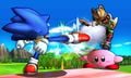 Crouching while Sonic uses his neutral attack on Fox.