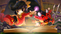 Ashley as seen in Game & Wario, showing her design with black eyes and a yellow headband.