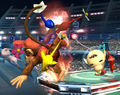 Olimar using Pikmin Throw on Diddy Kong in Brawl.