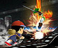 Ness using PK Fire in Melee.