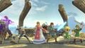 Sheik alongside the rest of The Legend of Zelda fighters on Great Plateau Tower.